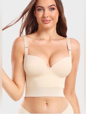 Longline Push-Up Bra in Cream - Smooth Support